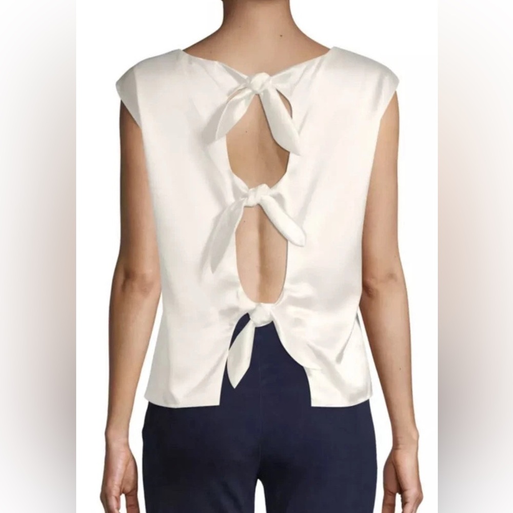 Alice and Olivia Fleta White Tie-Back Women's Top